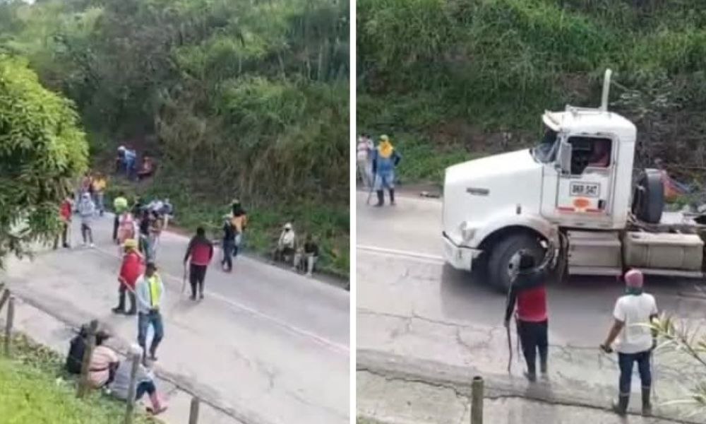 #AEstaHORA | Nuevamente se encuentra bloqueada la vía Panamericana a la altura del sector de Rosas, Cauca.