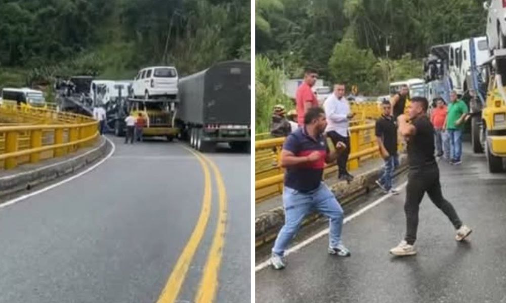 En #calarca hace pocos minutos pelea entre camioneros 🥊 sector balboa