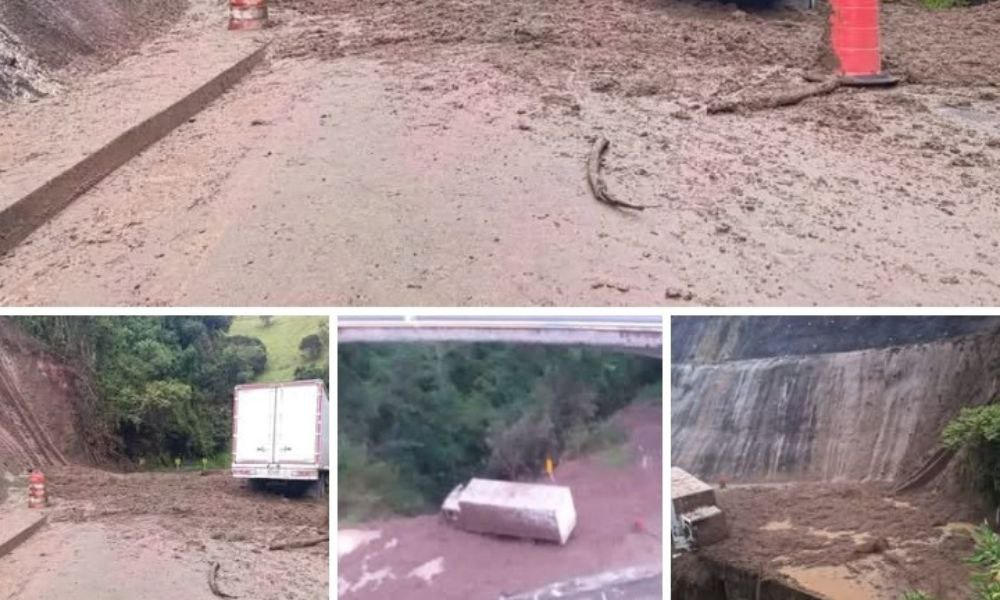 A esta hora se encuentra cerrada la movilidad vía Cajamarca - Calarcá, por derrumbe en el kilómetro 35 sector el Cinabrio. 🚨