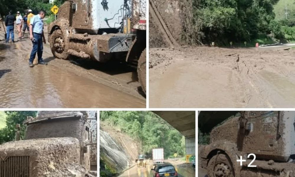 🚨Dieron paso en el sector del derrumbe vía Cajamarca - Calarcá, y paso un tractocamion y le cayó una parte encima. Gracias a Dios es solo lodo. Mucha precaución a todos. 🚨